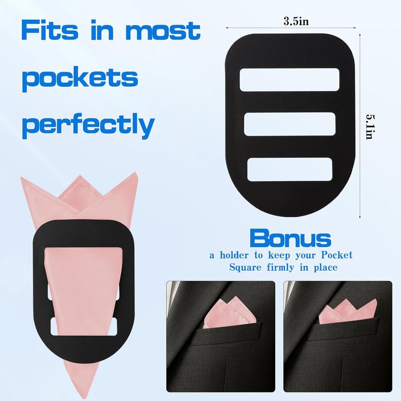 Q&J FABRIC CO. Pocket Squares for Men, 12'' Mens Womens Handkerchiefs with Pocket Square Holder for Suits Wedding Party - Image 2